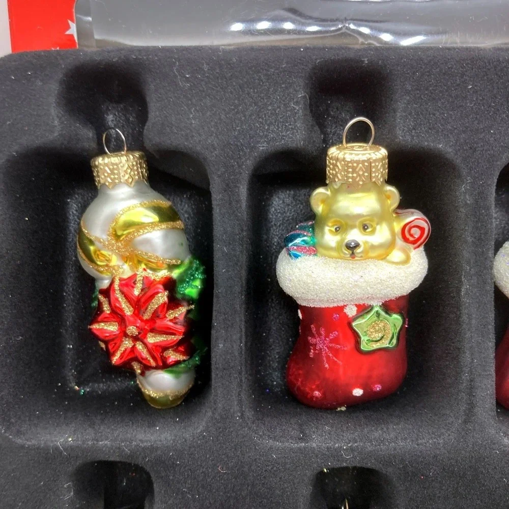 Set of 12 Macy's Holiday Lane Studio Blown Glass Mini Christmas Ornaments 2012
